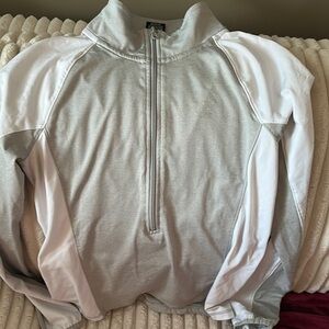 Gray and White Quarter-Zip Pullover